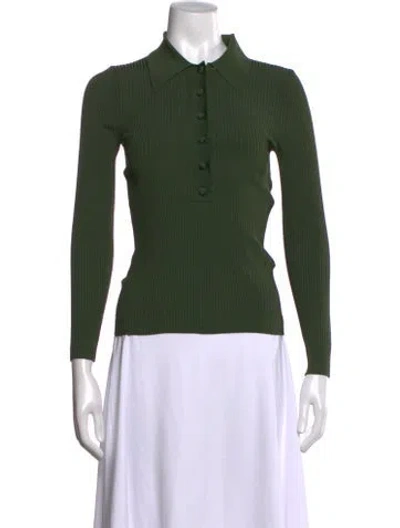 Pre-owned Zimmermann Long Sleeve Polo In Green
