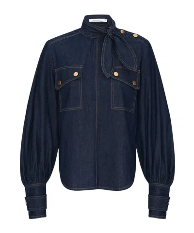 Zimmermann Long Sleeve Shirt In Blue