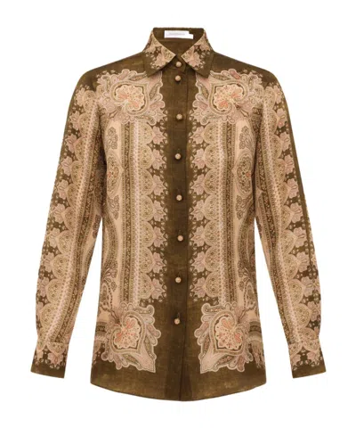Zimmermann Long Sleeve Shirt In Brown