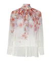 Zimmermann Crush Pleated Floral-print Crepon Blouse In White