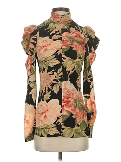 Pre-owned Zimmermann Long Sleeve Silk Top Black Cold Shoulder Neckline Tops