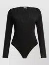 Zimmermann Black Viscose Elastane Long-sleeved Bodysuit In Black