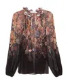 Zimmermann Dawning Placed Paisley Peasant Top In Black