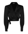 Zimmermann Silk Blouson-sleeve Wrap Top In Black