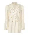 Zimmermann Luminosity Oversized Double-breasted Pinstriped Wool And Cotton-blend Blazer In White