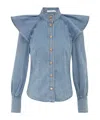 Zimmermann Crush Denim Shirt And Blouse Blue In Blue