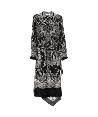 Zimmermann Crush Shirt Midi Dress In Black Locket In Gray