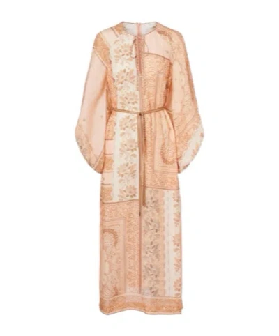 Zimmermann Long-sleeved Dress In Brown