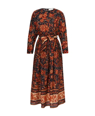 Zimmermann Printed Midi Dress In Brown
