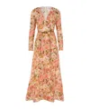 Zimmermann Golden Belted Floral-print Linen Maxi Dress In Nude