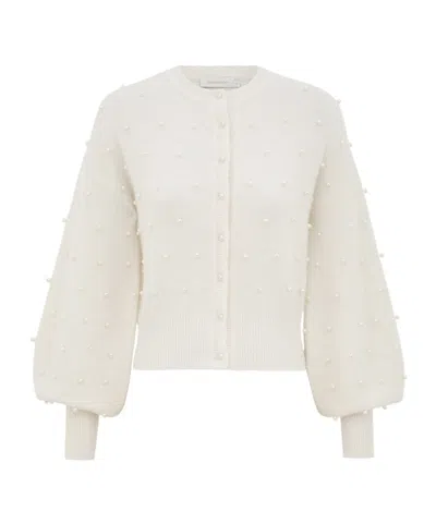 Zimmermann Long-sleeved Knitted Cardigan In White
