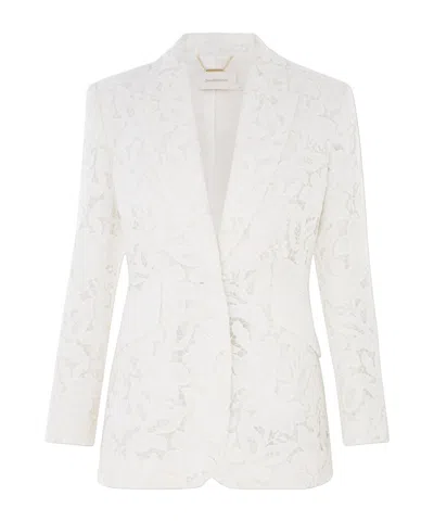 Zimmermann Long-sleeved Lace Suit Jacket In White