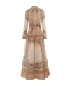 Zimmermann Paisley-print Belted Linen And Silk-blend Voile Shirt Dress In Nude