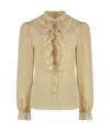Zimmermann Ruffled Blouse Lace Detailing In Nude