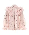 Zimmermann Crush Ruffled Embroidered Linen And Silk-blend Organza Blouse In Pink