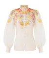 Zimmermann Floral-print Linen And Silk-blend Blouse In White