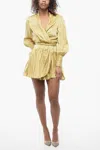 Zimmermann Wrap Silk Dress In Yellow
