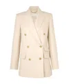 Zimmermann Matchmaker Double-breasted Whipstitched Linen Blazer In Nude