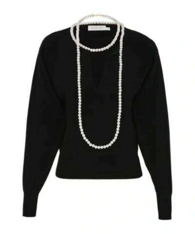 Zimmermann Long-sleeved Wool Sweater In Black