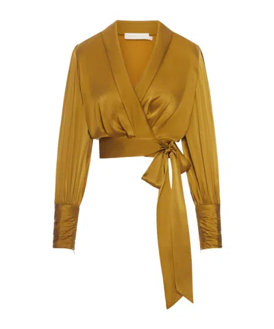 Zimmermann Long-sleeve Wrap Top In Yellow