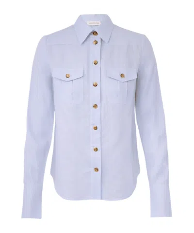 Zimmermann Long-sleeved Collared Shirt In Blue