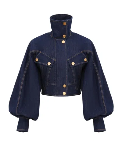 Zimmermann Long-sleeved Denim Jacket In Blue