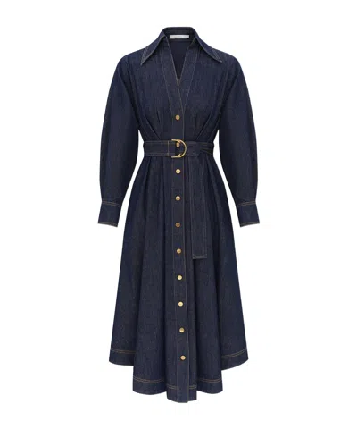 Zimmermann Long-sleeved Dress In Blue