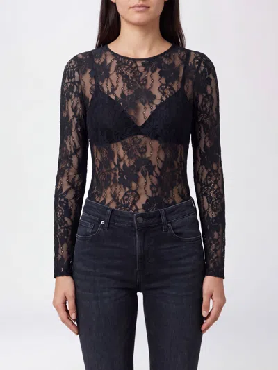 Zimmermann Long-sleeved Slim Fit Lace Top With Crew Neck In Black