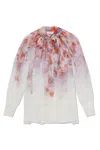 Zimmermann Crush Pleated Floral-print Crepon Blouse In Multicolour