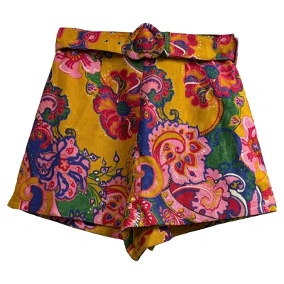 Zimmermann Lovestruck Printed Shorts In Multicolor Linen