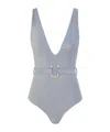 Zimmermann Metallic Plunge Waverly Swimsuit In Gray