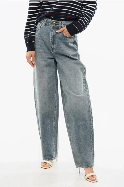 Zimmermann Low Waist Wide Leg Barrel Jeans In Gray