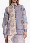 Zimmermann Mixed-print Shirt With Button Front In Purple