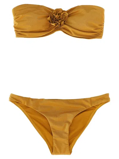 Zimmermann Lucky Bandeau Flower Beachwear Beige In Yellow