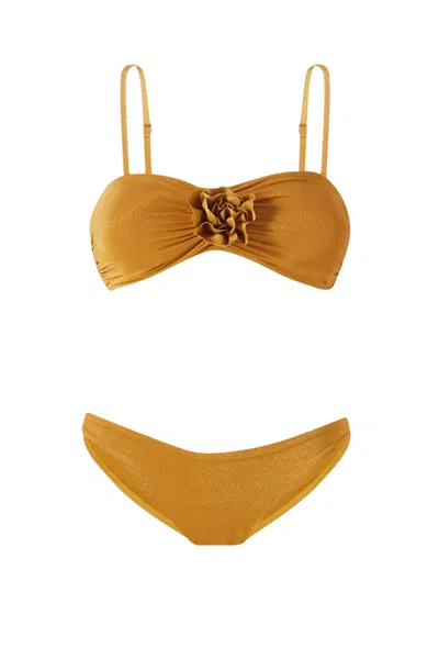 Zimmermann Lucky Bandeau Flower Bikini Set In Yellow