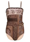 Zimmermann Lucky Bandeau One Piece Chocolate Bandana In Brown