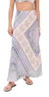 Zimmermann Womens Blue Bandana Lucky Bias-cut Linen Maxi Skirt