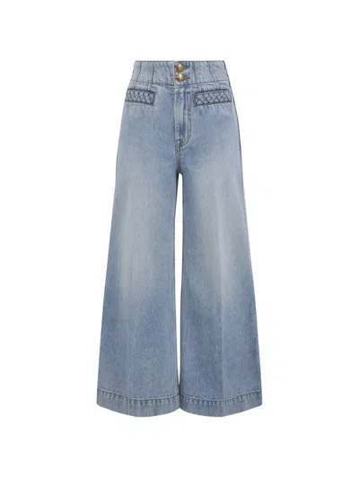 Zimmermann Lucky Braided Wide-leg Jeans In Blue