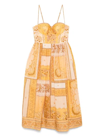 Zimmermann Lucky Corset Cotton Dress In Brown