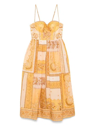 Zimmermann Lucky Corset Cotton Dress In Yellow