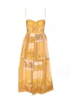 Zimmermann Womens Mustard Bandana Lucky Corset Cotton Midi Dress Xl In Yellow