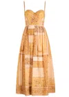 Zimmermann Womens Mustard Bandana Lucky Corset Cotton Midi Dress Xl In Yellow