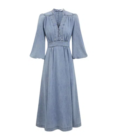 Zimmermann Lucky Denim Midi Dress In Blue