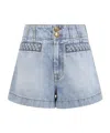 Zimmermann Wanderlust Lightblue Cotton Five-pocket Shorts In Blue