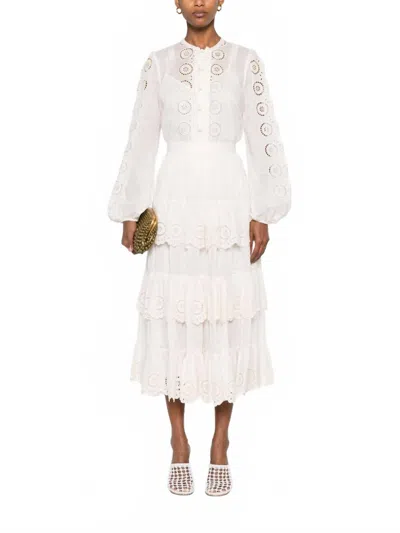 Zimmermann Lucky Embroidered Blouse In Ivory In White