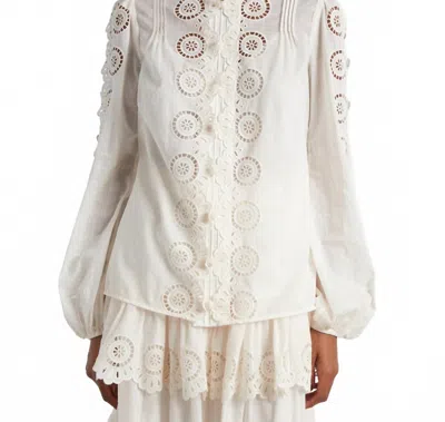 Zimmermann Lucky Embroidered Blouse In Ivory In White
