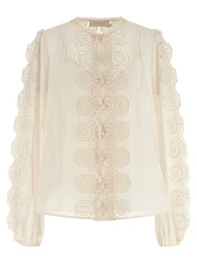 Zimmermann Lucky Embroidered Blouse In Neutral