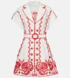 Zimmermann Womens Ivory Red Lucky Embroidered Linen Mini Dress