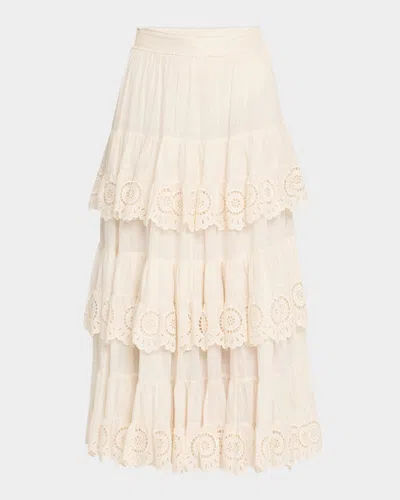 ZIMMERMANN LUCKY EMBROIDERED MIDI SKIRT
