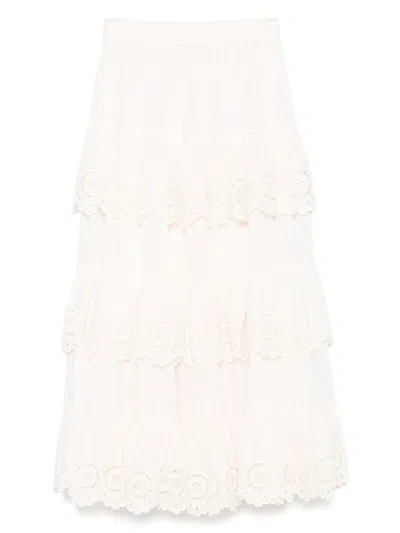 Zimmermann Lucky Embroidered Midi Skirt